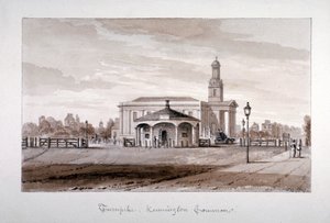 केनिंगटन कॉमन, लैम्बेथ, लंदन, 1827 में टर्नपाइक का दृश्य।