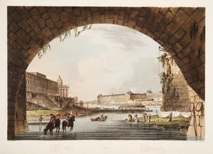 झिलमिली; मिंट; 4 राष्ट्रों का कॉलेज; पुनर्मिलन का पुल, वर्साय, पेरिस और सेंट डेनिस का चित्रण, पब। 1805 (एक्वाटिंट) द्वारा जॉन क्लाउड नटेस