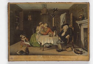 द क्विट हसबैंड, जॉन जून द्वारा बनाया गया प्रिंट, c.1768 (हाथ से बना हुआ उत्कीर्णन) द्वारा जॉन कोलेट
