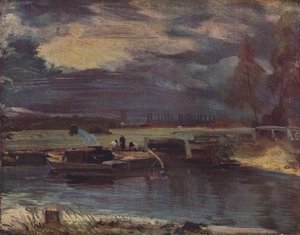दूरी पर डेडहम चर्च के साथ स्टॉर पर बार्ज, c1811 द्वारा जॉन कांस्टेबल