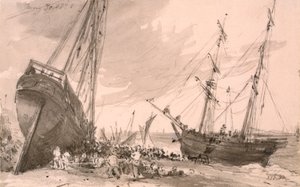 30 मई 1828 को अग्रभूमि में दो जहाजों के साथ ब्राइटन तटीय दृश्य द्वारा जॉन कांस्टेबल