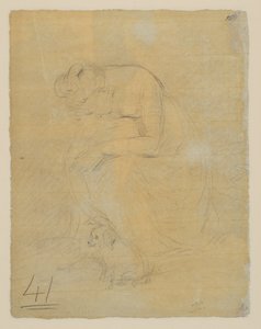महिला बैठी है, उसके पैरों में एक कुत्ता है, वर्सो, c.1806 द्वारा जॉन कांस्टेबल
