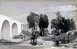 Blythe वियाडक्ट, हैम्पटन-इन-आर्डेन, c.1838 (कागज पर कलम और स्याही और धो) द्वारा जॉन कुक बोर्न