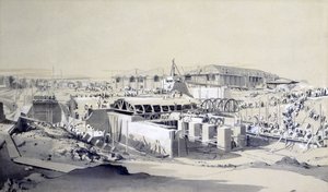स्टेशनरी इंजन हाउस, कैमडेन टाउन, 26 अप्रैल 1837 (कागज पर पेन और स्याही और वॉश) का निर्माण द्वारा जॉन कुक बोर्न