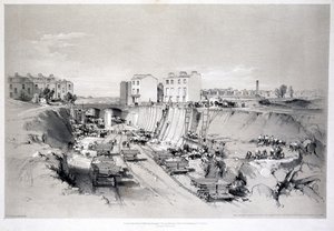 पार्क स्ट्रीट, कैमडेन टाउन, 1836 में बनाए रखने वाली दीवारों का निर्माण द्वारा जॉन कुक बोर्न