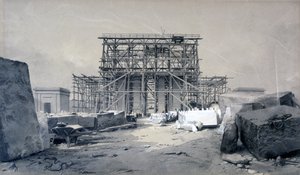 यूस्टन आर्क का निर्माण, जनवरी 1838 (कागज पर कलम और स्याही और धुलाई) द्वारा जॉन कुक बोर्न