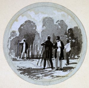 लेवलिंग, लंदन और बर्मिंघम रेलवे, c.1838 (कागज पर कलम और स्याही और धुलाई) द्वारा जॉन कुक बोर्न
