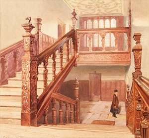 चार्टरहाउस: ग्रैंड सीढ़ी, मई 1885 (वाटरकलर) द्वारा जॉन क्रोथर