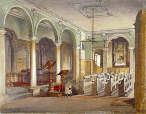 एमानुएल अस्पताल के अल्महाउस, बकिंघम गेट, वेस्टमिंस्टर, लंदन, 1886 में चैपल का आंतरिक भाग द्वारा जॉन क्रोथर
