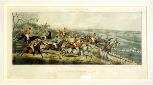 ए स्ट्रगल फॉर ए स्टार्ट, द लीसेस्टरशायर, हेनरी एल्केन (1785-1851) 1825 (रंग उत्कीर्णन) द्वारा उकेरा गया द्वारा जॉन डीन (बाद में) पॉल