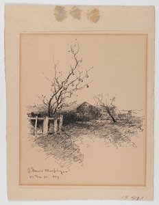 लैंडस्केप, NY, 20 दिसंबर, 1894 (पेपरबोर्ड पर लगे कागज पर कलम और स्याही)