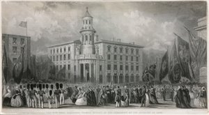 न्यू कोल एक्सचेंज, टेम्स स्ट्रीट, 1849 में इसके उद्घाटन के समारोह में