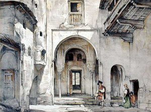 विलियम गौसी द्वारा उकेरी गई 'स्केच एंड ड्रॉइंग्स ऑफ द अलहम्ब्रा' से मस्जिद का प्रवेश द्वार (fl.1825-54) द्वारा जॉन फ्रेडरिक (बाद) लुईस