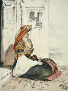 चार्ल्स जोसेफ हुलमंडेल (1789-1850) द्वारा उकेरी गई &39;स्केचेस ऑफ स्पेन&39; से जिब्राल्टर की एक यहूदी महिला, 1836 में प्रकाशित