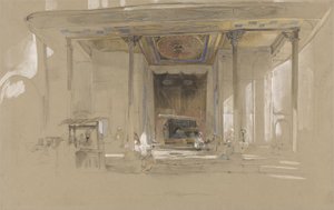 ग्रेट मस्जिद (उलुकामी) बरसा, तुर्की का मुख्य प्रवेश द्वार, c.1840 (wc पेपर पर ग्रेफाइट पर wc और बॉडीकोल) द्वारा जॉन फ्रेडरिक लुईस