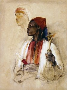 पाइप बियरर के लिए अध्ययन, c.1856 (कागज पर जल रंग) द्वारा जॉन फ्रेडरिक लुईस