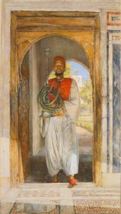 पाइप बियरर, 1859 (कलम, स्याही, धो और क्रेयॉन) द्वारा जॉन फ्रेडरिक लुईस
