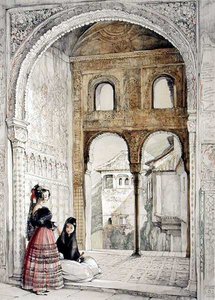 राजदूतों के हॉल में खिड़की, 1835 के स्केच और चित्र से द्वारा जॉन फ्रेडरिक लुईस