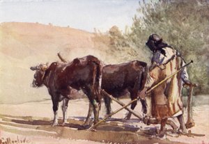 जैतून के पहाड़ पर जुताई (कलर लिथो) द्वारा जॉन फुललीवे