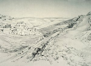 मंदिर क्षेत्र की दीवार के दक्षिण-पूर्व कोने के नीचे से सिलोअम, 1902। द्वारा जॉन फुललीवे