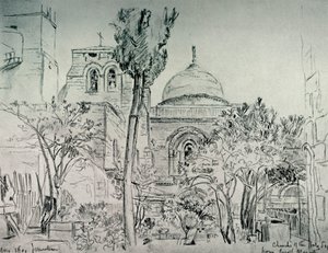 ग्रीक मठ के गार्डन से पवित्र सेपुलर का चर्च, 1902। द्वारा जॉन फुललीवे