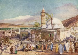 Tiberias में मस्जिद और गलील झील