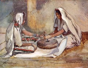 हैंड-मिल में पीसती दो महिलाएं द्वारा जॉन फुललीवे