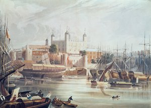 लंदन के टॉवर का दृश्य, डैनियल हैवेल (1785-1826) पब द्वारा उकेरा गया। एकरमन की रिपोजिटरी ऑफ आर्ट्स में, 1819