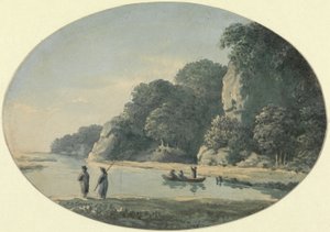 फिशरमैन के साथ नदी, 1792 (कागज पर ग्रेफाइट से अधिक) द्वारा जॉन ग्लोवर