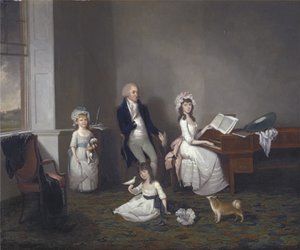 हेलैंड एसेक्स के जॉन रिचर्ड कॉमेन्स, अपनी बेटियों के साथ, 1775 में