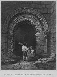 न्यूकैसल, नॉर्थम्बरलैंड, 1814 में कैसल में एक अलंकृत दरवाजा मार्ग द्वारा जॉन ग्रेग