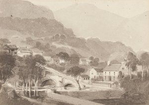 ब्राथे ब्रिज और ओल्ड ब्राथय, लेक डिस्ट्रिक्ट, कुंभारिया, 1820 (कागज पर wc) द्वारा जॉन हार्डन