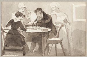 शतरंज, 1812 (कागज पर wc) द्वारा जॉन हार्डन