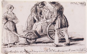 डोरोथी वर्ड्सवर्थ (1771-1855) व्हीलचेयर में, 1842 (कागज पर स्याही) द्वारा जॉन हार्डन
