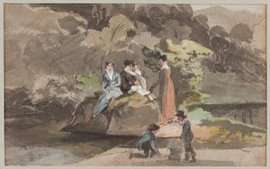 पानी द्वारा समूह, 1810 (कागज पर wc) द्वारा जॉन हार्डन