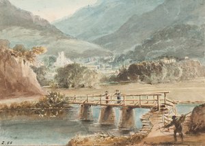 पुराना मिलर ब्रिज, 1843 (कागज पर wc) द्वारा जॉन हार्डन