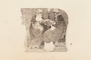 लैम्पलाइट, 1804 (कागज पर कलम और स्याही) पढ़ने वाली दो महिलाएं द्वारा जॉन हार्डन