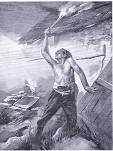 हचिंसन द्वारा प्रकाशित हचिंसन हिस्ट्री ऑफ द नेशंस (खंड 4) से बाल्कन युद्ध 1912 की एक सीमांत घटना, c. 1920 (लिथो) द्वारा जॉन हैरिस वाल्डा