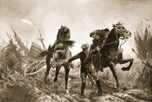 फायरिंग लाइन से घोड़े पर घायल होकर लौट रहा ड्राइवर ब्राउन