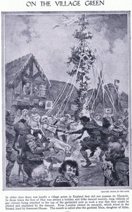 गाँव पर हरा। मायापोल के चारों ओर नृत्य, c.1950 द्वारा जॉन हैरिस वाल्डा