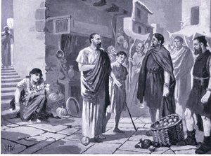 देशी उपवासियों के साथ रोमन उपनिवेशवादियों का व्यापार, हचिन्सन हिस्ट्री ऑफ़ द नेशन्स VOL 4 c.1920 से चित्रण द्वारा जॉन हैरिस वाल्डा