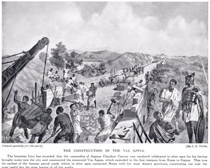 वाया अप्पिया का निर्माण, &39;रोमन इतिहास&39; से चित्रण द्वारा जॉन हैरिस वाल्डा