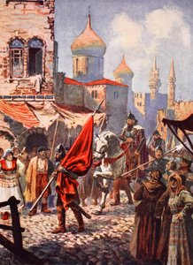 कज़ान की विजय के बाद मास्को में इवान द टेरिबल की वापसी (रंगीन लिथो) द्वारा जॉन हैरिस वाल्डा