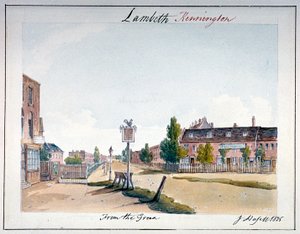 केनिंगटन, लैम्बेथ, लंदन, 1825 का दृश्य द्वारा जॉन हैसेल