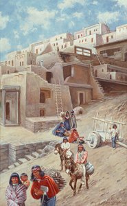 प्यूब्लो विलेज, 1900 द्वारा जॉन हौसेर