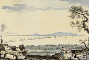 डबलिन की खाड़ी और बंदरगाह का दृश्य, Howth का हिल द्वारा जॉन हेनरी कैंपबेल
