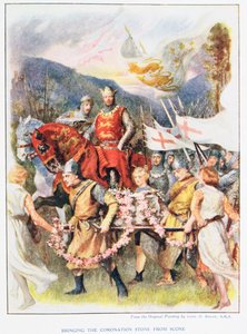 डोनिस एशले द्वारा राफेल टक, 1920 द्वारा प्रकाशित डोरिस एशले द्वारा &39;द स्टोरी ऑफ रॉयल चिल्ड्रन फ्रॉम इंग्लिश स्टोरीज&39; का चित्रण, स्कॉन से कोरोनेशन स्टोन लाना। द्वारा जॉन हेनरी फ्रेडरिक बेकन