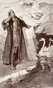 चार्ल्स स्क्वॉयर द्वारा &39;सेल्टिक मिथ एंड लीजेंड&39;, 1905 का चित्रण, लेर एंड द स्वान द्वारा जॉन हेनरी फ्रेडरिक बेकन