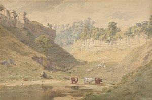 1830-86 में एक घाटी में पानी के छेद में मवेशी। द्वारा जॉन हेनरी मोल