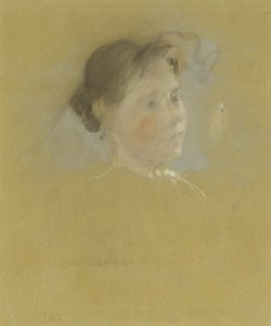 सिर का अध्ययन, c.1888-95 (पेपरबोर्ड पर ग्रेफाइट के स्पर्श के साथ पेस्टल) द्वारा जॉन हेनरी ट्वॉटमैन